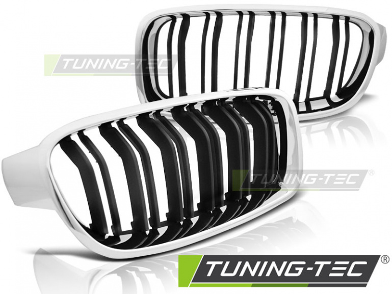 Upgrade Sportgrill Nieren für BMW 3er F30/F31 Limousine/Touring 11-18 chrom/schwarz in Doppelsteg Design